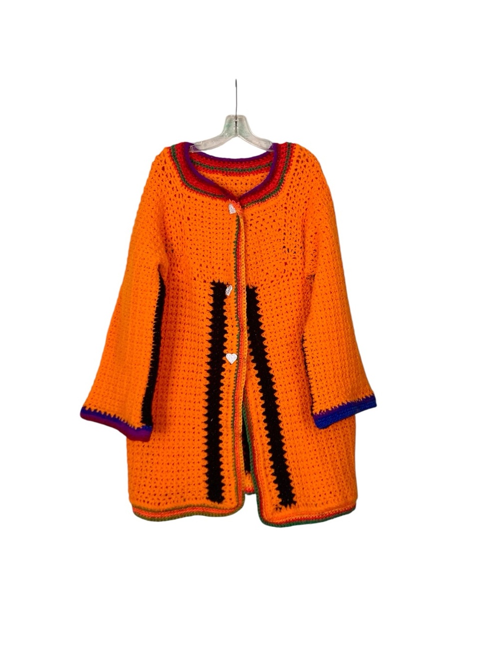 🌵Handmade Pumpkin Orange/Black/Purple Crotchet Blanket Cardigan Sweater